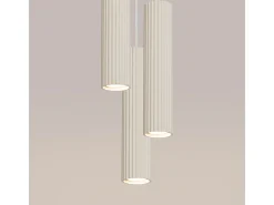 Lámpara Colgante Karbon Minimalista De Aluminio - 3 Fuentes Luminosas - L.19,5 X A.108 Cm - Beige