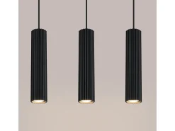 Lámpara Colgante Karbon Minimalista De Aluminio - 3 Fuentes Luminosas - L.45 X A.98 Cm - Negro