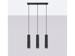Lámpara Colgante Karbon Minimalista De Aluminio - 3 Fuentes Luminosas - L.45 X A.98 Cm - Negro