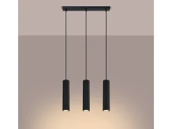 Lámpara Colgante Karbon Minimalista De Aluminio - 3 Fuentes Luminosas - L.45 X A.98 Cm - Negro