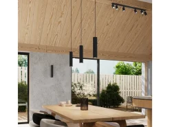 Lámpara Colgante Karbon Minimalista De Aluminio - 3 Fuentes Luminosas - L.19,5 X A.108 Cm - Negro