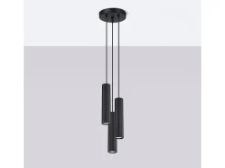 Lámpara Colgante Karbon Minimalista De Aluminio - 3 Fuentes Luminosas - L.19,5 X A.108 Cm - Negro