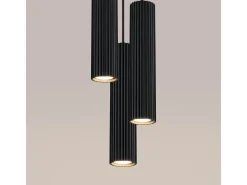 Lámpara Colgante Karbon Minimalista De Aluminio - 3 Fuentes Luminosas - L.19,5 X A.108 Cm - Negro