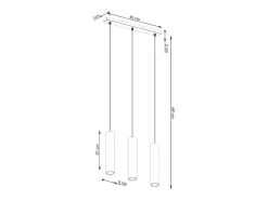 Lámpara Colgante Lagos Desván De Acero - 3 Fuentes Luminosas - L.45 X A.98 Cm - Ocre Rojo