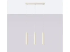 Lámpara Colgante Lagos Desván De Acero - 3 Fuentes Luminosas - L.45 X A.98 Cm - Beige