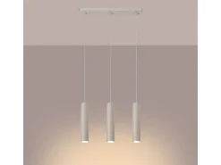 Lámpara Colgante Lagos Desván De Acero - 3 Fuentes Luminosas - L.45 X A.98 Cm - Beige