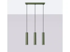 Lámpara Colgante Lagos Desván De Acero - 3 Fuentes Luminosas - L.45 X A.98 Cm - Verde Oliva