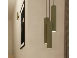 Lámpara Colgante Lagos Desván De Acero - 2 Fuentes Luminosas - L.30 X A.105 Cm - Verde Oliva
