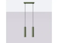 Lámpara Colgante Lagos Desván De Acero - 2 Fuentes Luminosas - L.30 X A.105 Cm - Verde Oliva