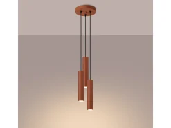 Lámpara Colgante Lagos Desván De Acero - 3 Fuentes Luminosas - L.19,5 X A.108 Cm - Ocre Rojo