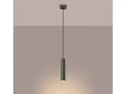Lámpara Colgante Lagos Desván De Acero - 1 Fuentes Luminosas - L.8 X A.118 Cm - Verde Oliva