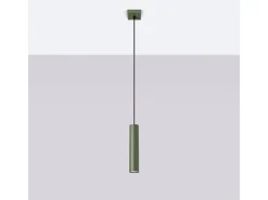 Lámpara Colgante Lagos Desván De Acero - 1 Fuentes Luminosas - L.8 X A.118 Cm - Verde Oliva