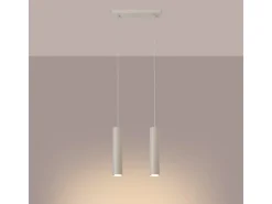 Lámpara Colgante Lagos Desván De Acero - 2 Fuentes Luminosas - L.30 X A.105 Cm - Beige