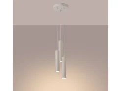 Lámpara Colgante Lagos Desván De Acero - 3 Fuentes Luminosas - L.19,5 X A.108 Cm - Beige