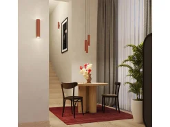 Lámpara Colgante Lagos Desván De Acero - 1 Fuentes Luminosas - L.8 X A.118 Cm - Ocre Rojo