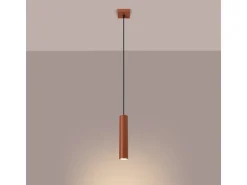 Lámpara Colgante Lagos Desván De Acero - 1 Fuentes Luminosas - L.8 X A.118 Cm - Ocre Rojo