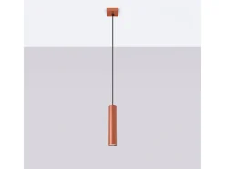 Lámpara Colgante Lagos Desván De Acero - 1 Fuentes Luminosas - L.8 X A.118 Cm - Ocre Rojo