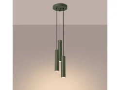 Lámpara Colgante Lagos Desván De Acero - 3 Fuentes Luminosas - L.19,5 X A.108 Cm - Verde Oliva