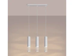 Lámpara Colgante Lami Moderno De Acero - 3 Fuentes Luminosas - L.40 X A.125 Cm - Blanco