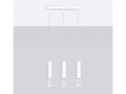 Lámpara Colgante Lami Moderno De Acero - 3 Fuentes Luminosas - L.40 X A.125 Cm - Blanco
