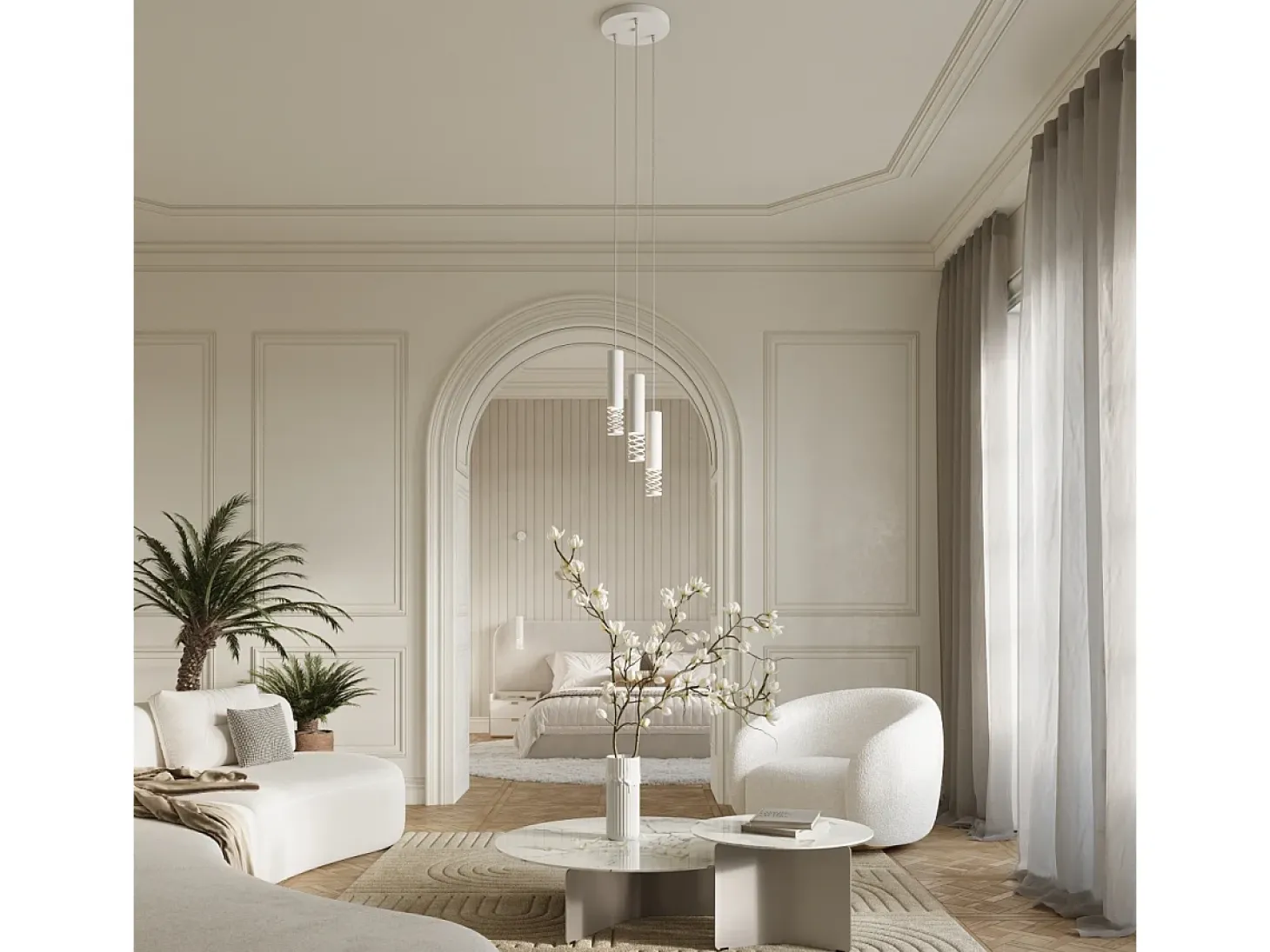 Lámpara Colgante Lami Moderno De Acero - 2 Fuentes Luminosas - L.33 X A.125 Cm - Blanco