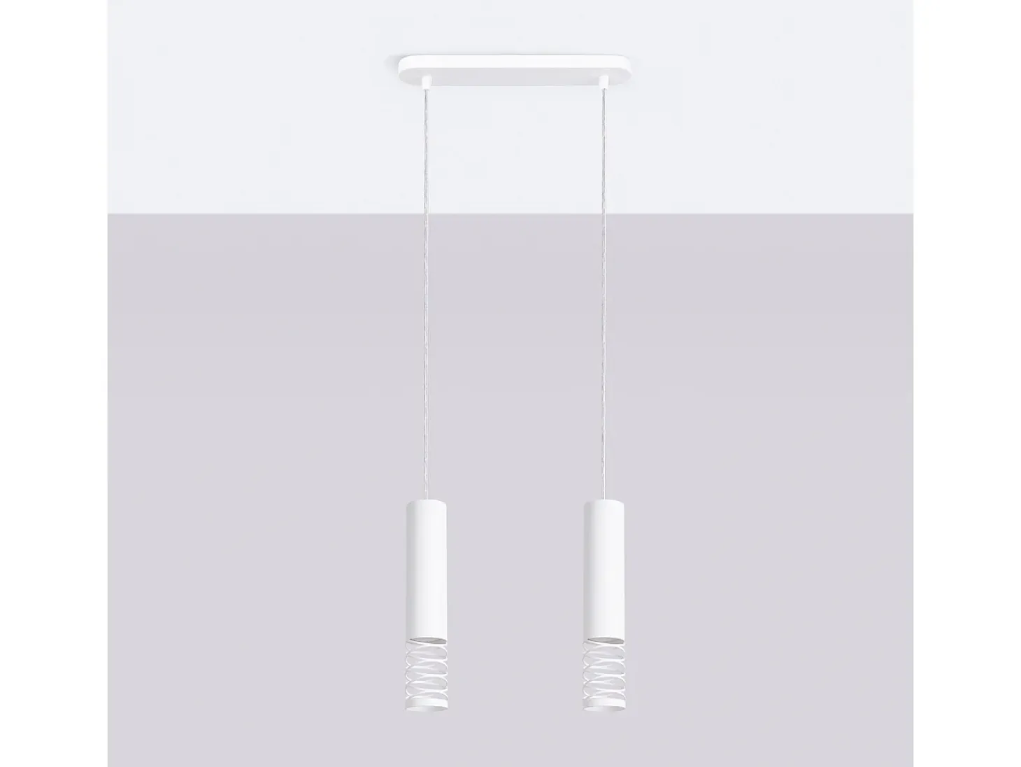 Lámpara Colgante Lami Moderno De Acero - 2 Fuentes Luminosas - L.33 X A.125 Cm - Blanco