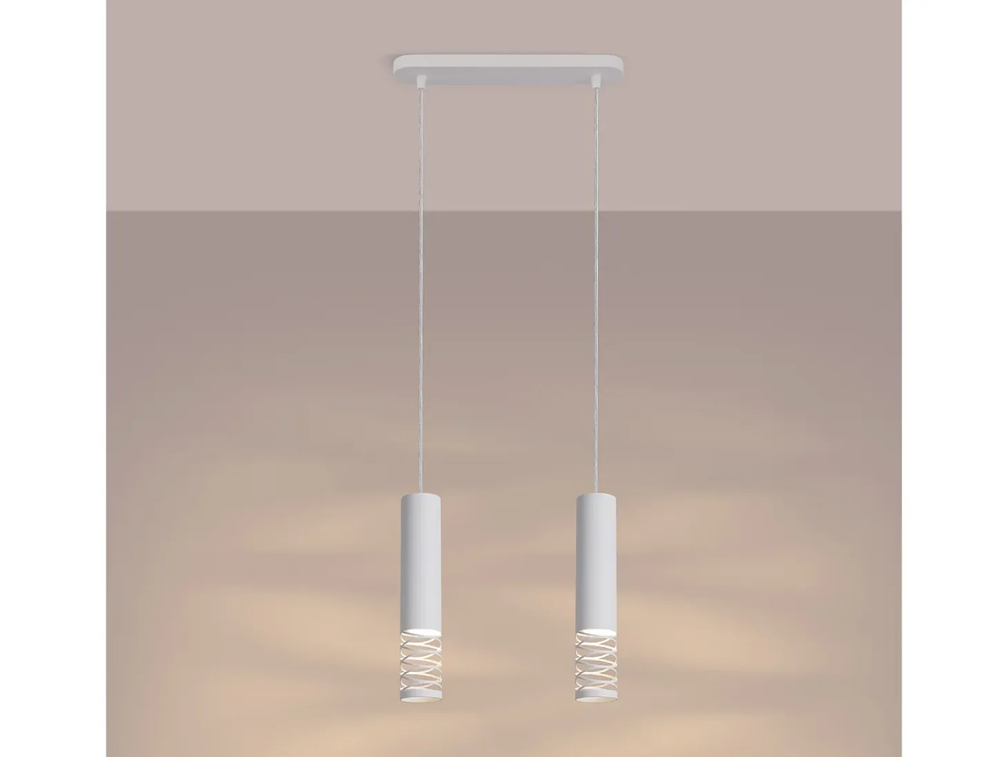 Lámpara Colgante Lami Moderno De Acero - 2 Fuentes Luminosas - L.33 X A.125 Cm - Blanco