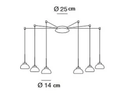 Lámpara colgante LED Arabella de metal y cristal soplado blanco 3547-46-102 Fabas Luce