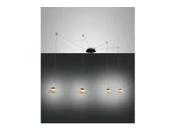 Lámpara colgante LED Arabella de metal y cristal soplado ámbar 3547-49-125 Fabas Luce