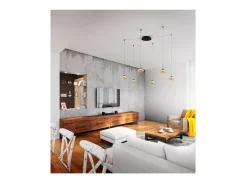 Lámpara colgante LED Arabella de metal y cristal soplado ámbar 3547-46-125 Fabas Luce