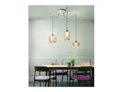 Lámpara colgante LED Fiona de metal y cristal soplado ámbar 3496-47-125 Fabas Luce