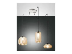 Lámpara colgante LED Fiona de metal y cristal soplado ámbar 3496-47-125 Fabas Luce