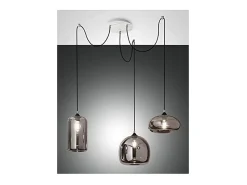Lámpara colgante LED Fiona de metal y cristal soplado ahumado 3496-47-126 Fabas Luce
