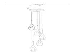 Lámpara colgante LED Lila de metal y cristal borosilicato 3481-49-362 Fabas Luce