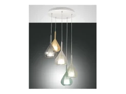 Lámpara colgante LED Lila de metal y cristal borosilicato 3481-49-362 Fabas Luce