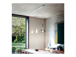 Lámpara colgante LED Lila de metal y cristal borosilicato 3481-48-297 Fabas Luce