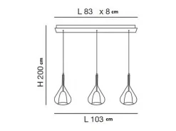 Lámpara colgante LED Lila de metal y cristal borosilicato 3481-48-297 Fabas Luce