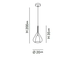 Lámpara colgante LED Lila de metal y cristal borosilicato ámbar 3481-40-125 Fabas Luce