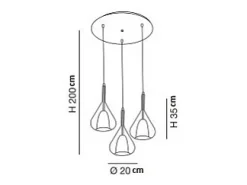 Lámpara colgante LED Lila de metal y cristal borosilicato 3481-47-297 Fabas Luce