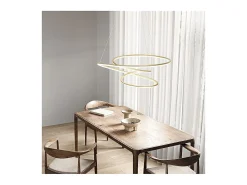 Lámpara colgante LED SPIRA de metal dorado cepillado de 96 W