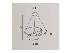 Lámpara colgante LED SPIRA de metal, color gris metalizado, 96W