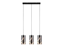 Lámpara colgante LED vintage Nettlife de 3 luces, cristal gris ahumado, 23 W, 3000 K, retro, ajustable, para mesa de comedor.