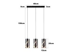 Lámpara colgante LED vintage Nettlife de 3 luces, cristal gris ahumado, 23 W, 3000 K, retro, ajustable, para mesa de comedor.