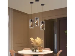 Lámpara colgante LED vintage Nettlife para mesa de comedor - 1 luz, 8 W, cristal, estilo retro, gris humo, luz blanca cálida 3000 K