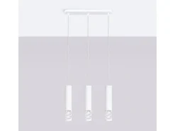 Lámpara Colgante Liro Moderno De Acero - 3 Fuentes Luminosas - L.40 X A.125 Cm - Blanco