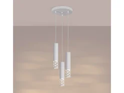 Lámpara Colgante Liro Moderno De Acero - 3 Fuentes Luminosas - L.25 X A.125 Cm - Blanco