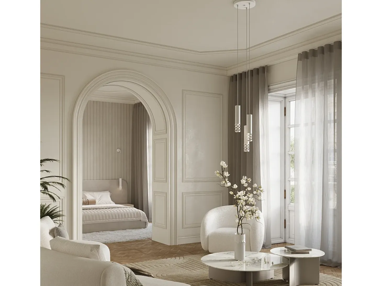 Lámpara Colgante Liro Moderno De Acero - 1 Fuentes Luminosas - L.8 X A.125 Cm - Blanco