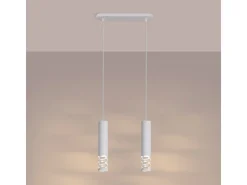 Lámpara Colgante Liro Moderno De Acero - 2 Fuentes Luminosas - L.33 X A.125 Cm - Blanco
