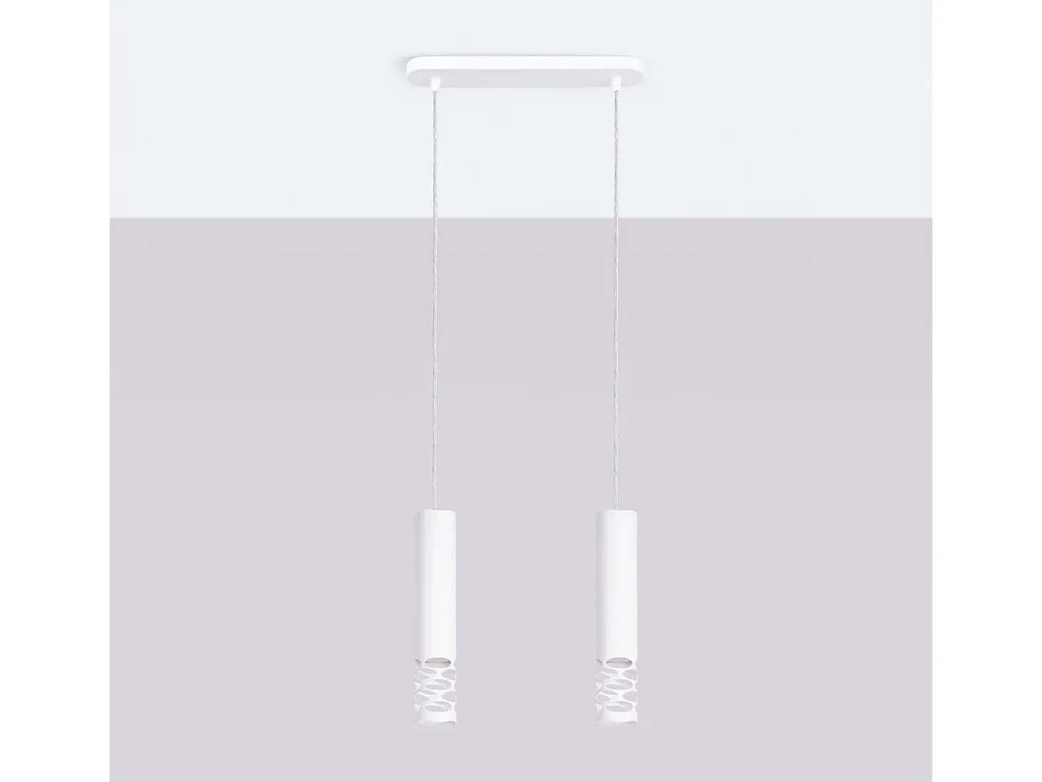 Lámpara Colgante Liro Moderno De Acero - 2 Fuentes Luminosas - L.33 X A.125 Cm - Blanco