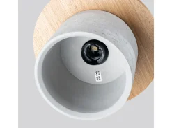 Lámpara Colgante Mab Moderno De Hormigón/Madera - 1 Fuentes Luminosas - L.22 X A.125 Cm - Gris/Madera Natural